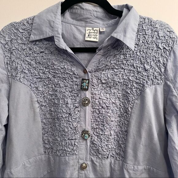 Parsley & Sage Button Down Vintage Button Down Blouse Top Mixed Metal Buttons - Picture 13 of 13